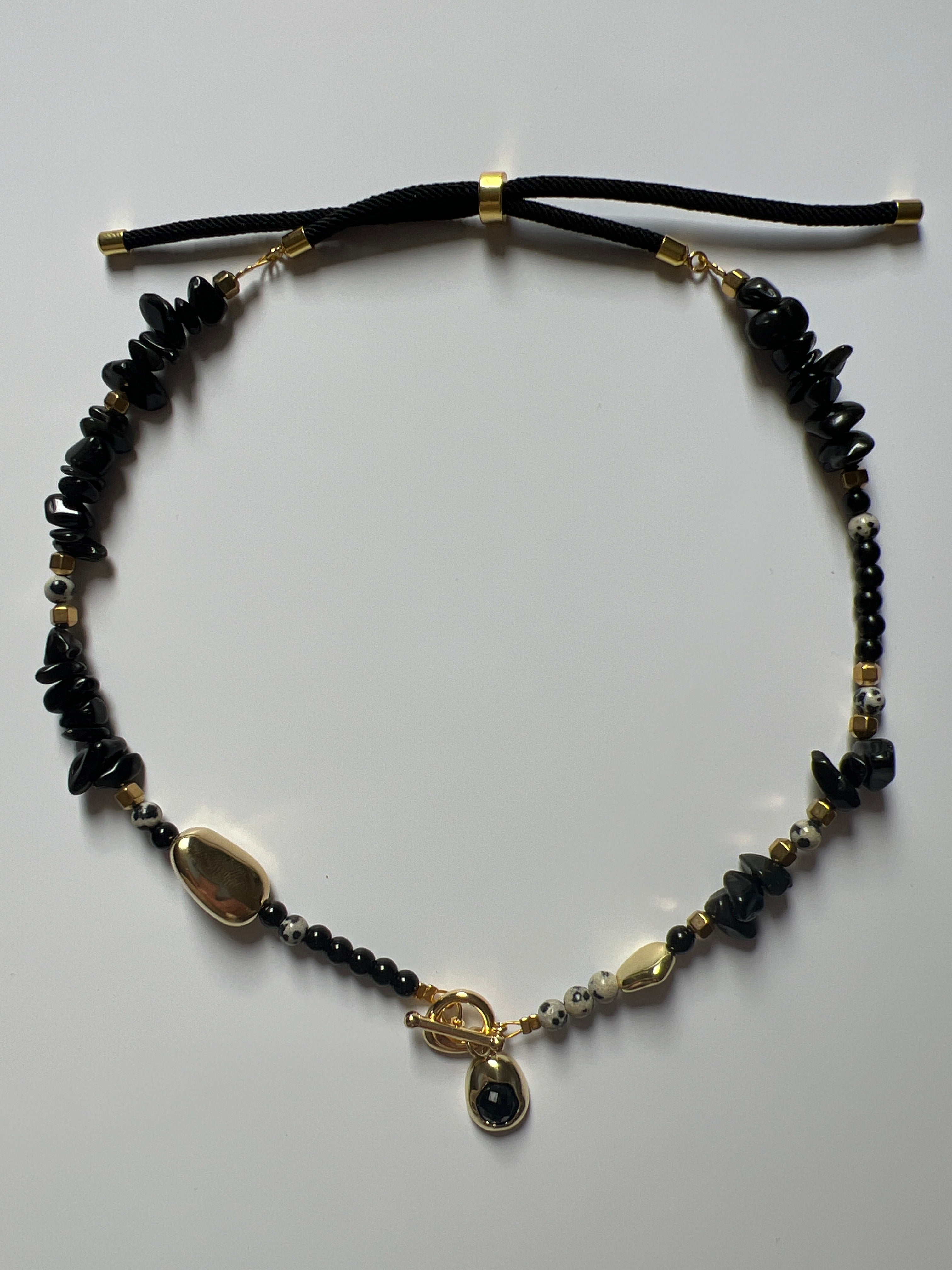 EOR06 - black gold nugget necklace