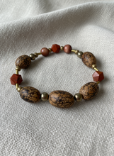BDLB01 - Red Jasper & Burlywood Mala wood bracelet