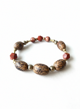 BDLB01 - Red Jasper & Burlywood Mala wood bracelet