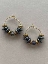 BDLHE15 - Crystal and Hematite Hoop earrings