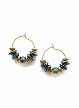 BDLHE15 - Crystal and Hematite Hoop earrings