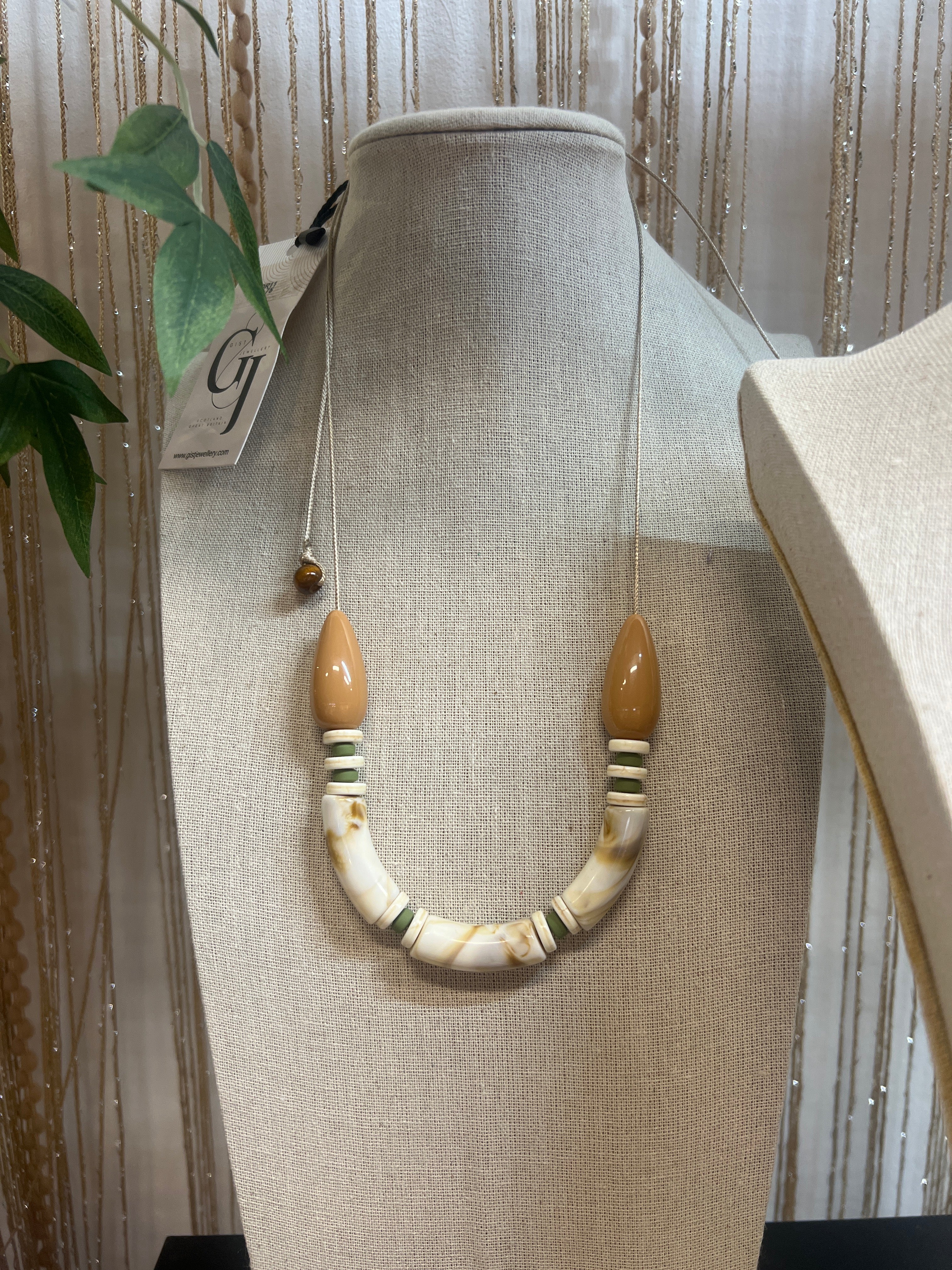 EOR11 - Cream tan & olive adjustable cord