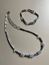 FRT01 - Hematite, Glass and Crystal 18" necklace