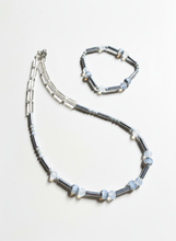 FRT01 - Hematite, Glass and Crystal 18" necklace