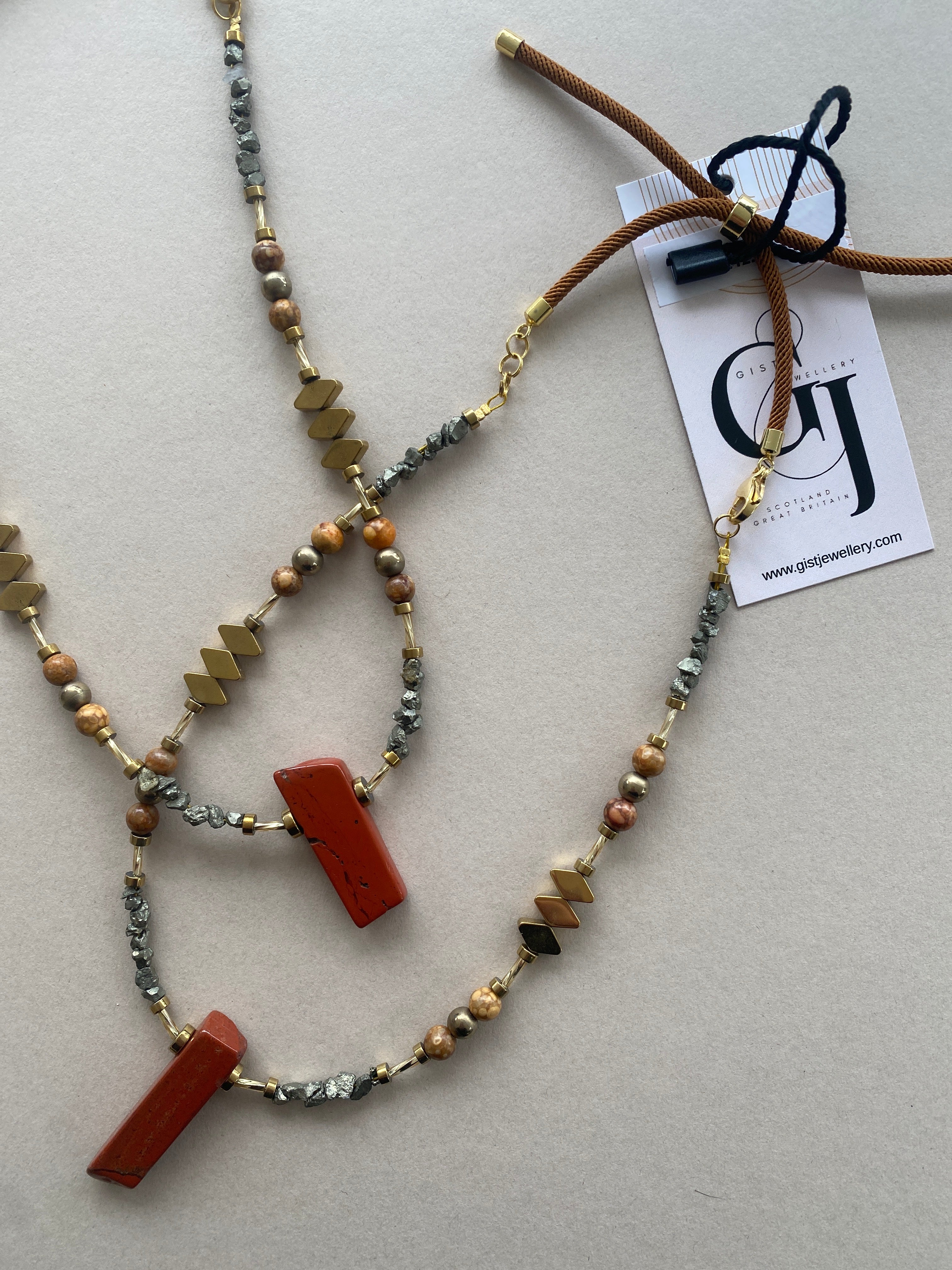 BDL08 - Red Jasper, Maifan, & Nugget Necklace