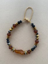 BDLB10 - Raw Amber and crystal bracelet
