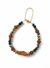 BDLB10 - Raw Amber and crystal bracelet