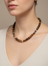 FRT08 - Coconut, Gold plated hematite, semi precious stone chips and crystal details make this 18" necklace