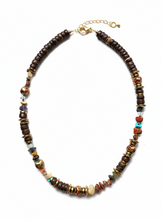 FRT08 - Coconut, Gold plated hematite, semi precious stone chips and crystal details make this 18" necklace
