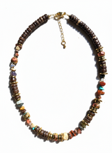 FRT08 - Coconut, Gold plated hematite, semi precious stone chips and crystal details make this 18" necklace