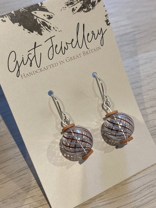 HILE72 - Blown Glass Globe earrings - Coconut tan brown