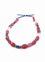 HIL13 - PInk and blue adjustable cord necklace