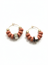 BDLHE21 - Terracotta clay and Hematite hoop earrings