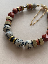 BDLB02 - Dalmatian Jasper & Sandstone barrel bracelet