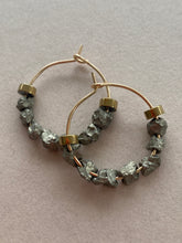 BDLHE19 - Hematite & Gemstone nugget hoop earrings
