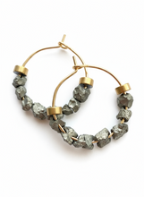 BDLHE19 - Hematite & Gemstone nugget hoop earrings