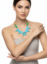 HIL10 - multi coloured button turquoise & green