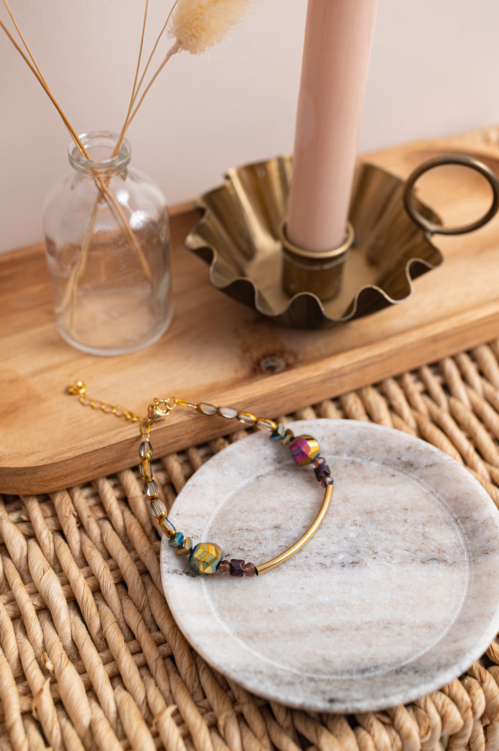 BDLB18 - Crystal and purple Hematite bracelet