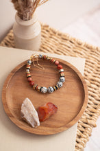 BDLB02 - Dalmatian Jasper & Sandstone barrel bracelet