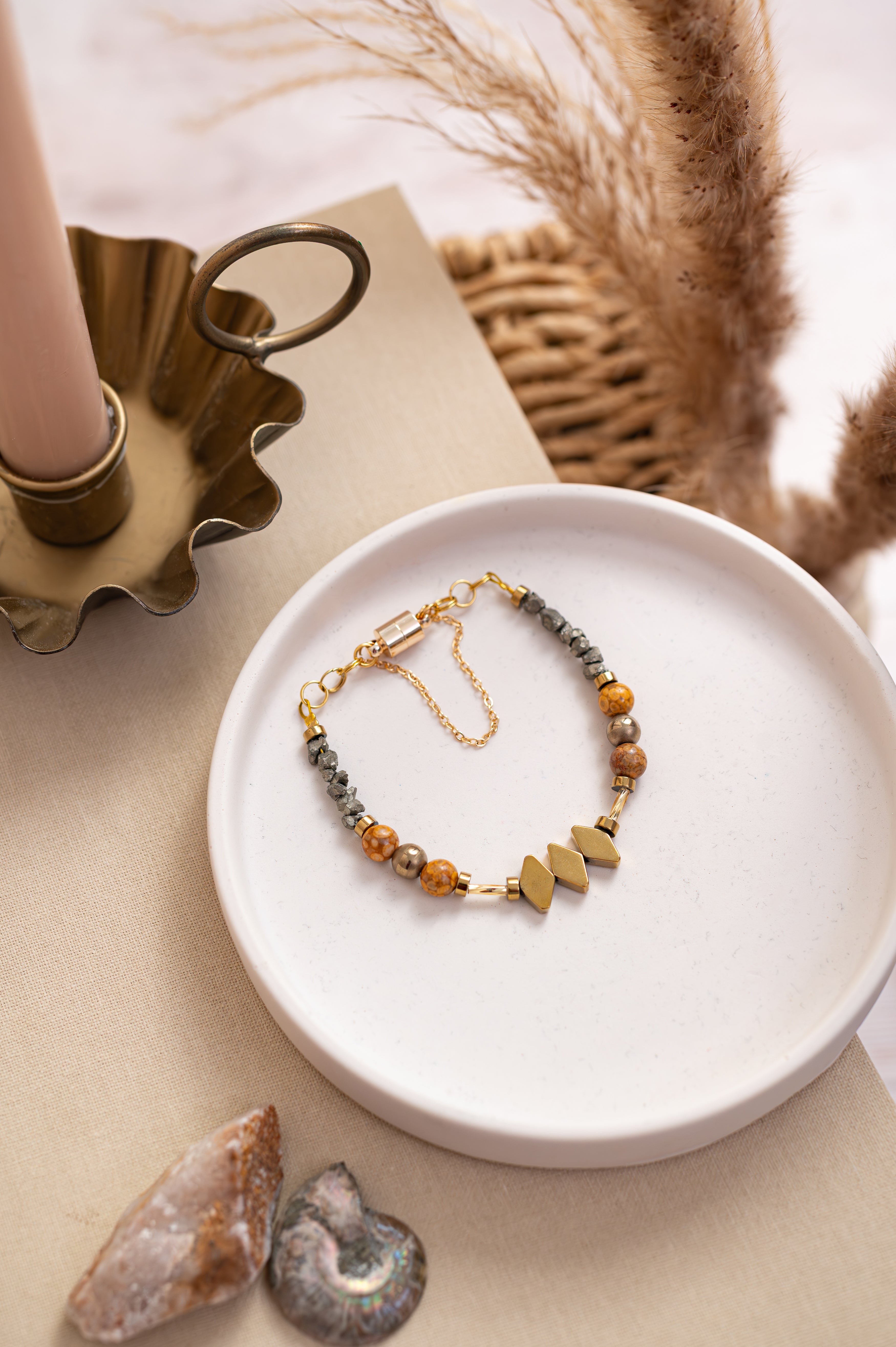 BDLB08 - Red Jasper, Maifan, & Nugget Bracelet