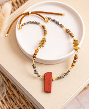 BDL08 - Red Jasper, Maifan, & Nugget Necklace