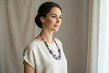 BDL04 - Raspberry and Purple cord necklace