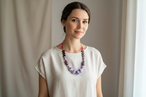 BDL04 - Raspberry and Purple cord necklace