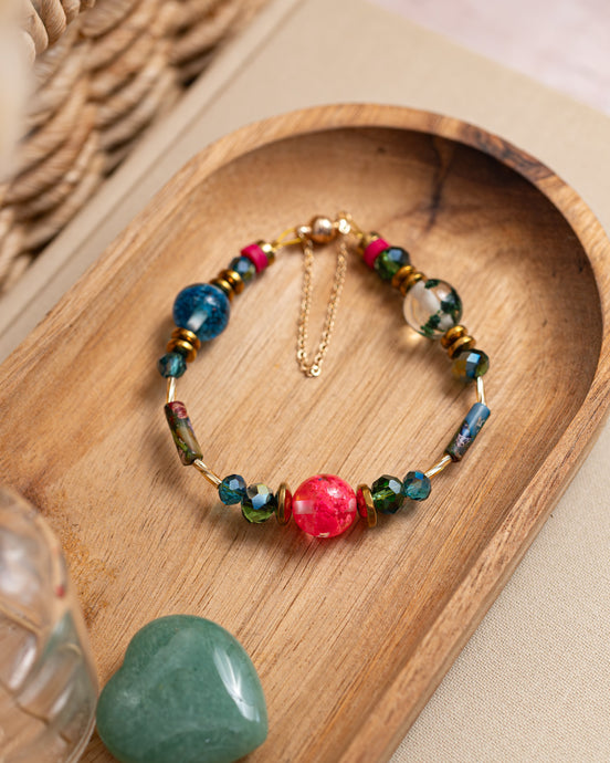 BDLB14 - Resin & crystal multi coloured bracelet