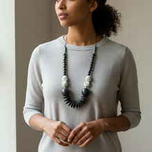 MRL04 - Lightweight adjustable necklace, acrylic, wood and clay