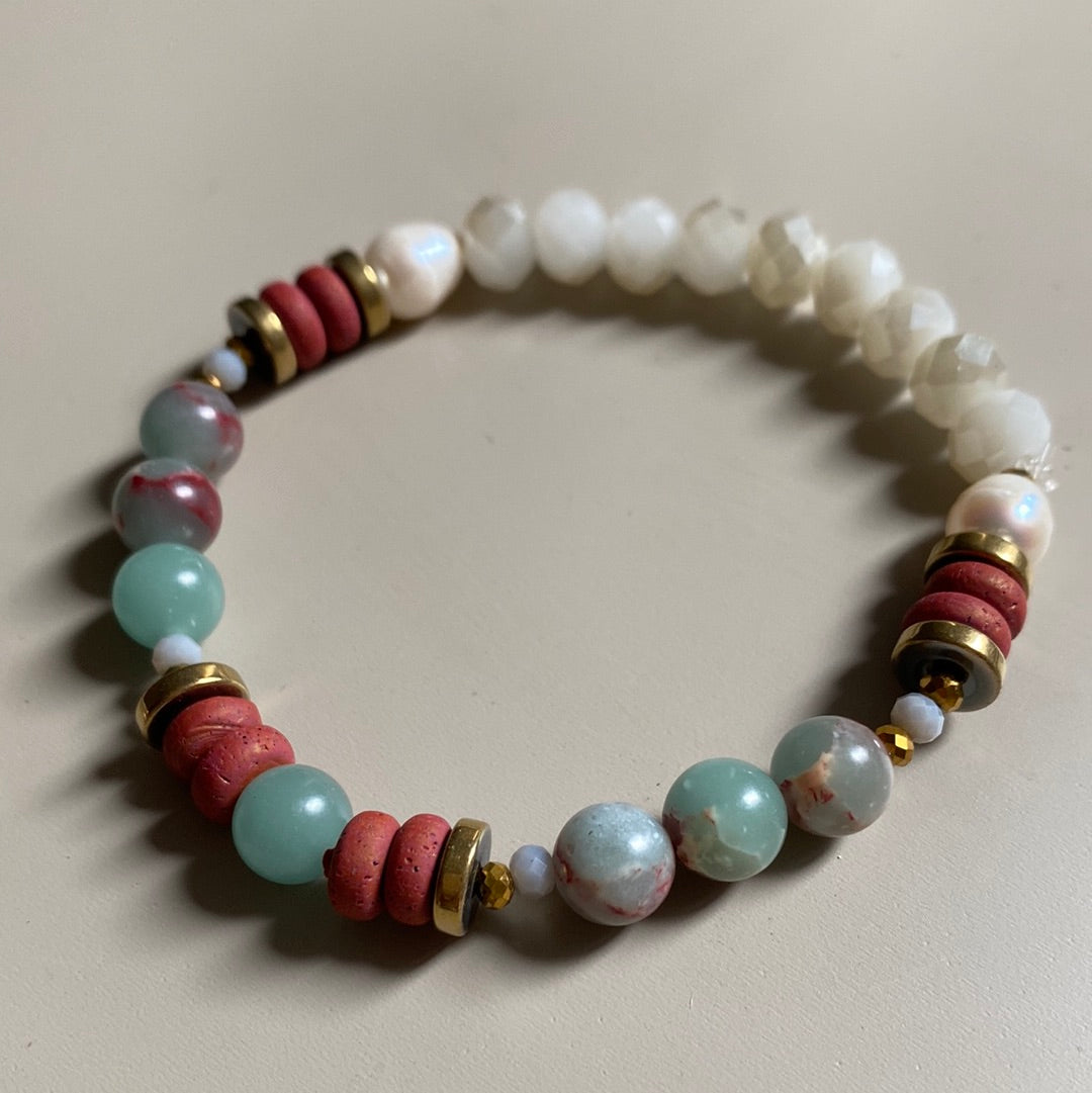MRLB08 - Crystal, Gold Plated Hematite, Clay, Synthetic Shoushan Stone, Freshwater Pearls