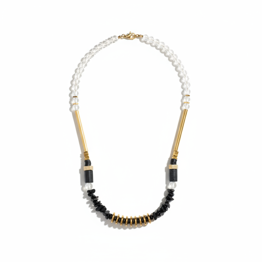 MRL06 - Hematite, Natural Shungit and Natural Obsidian Necklace