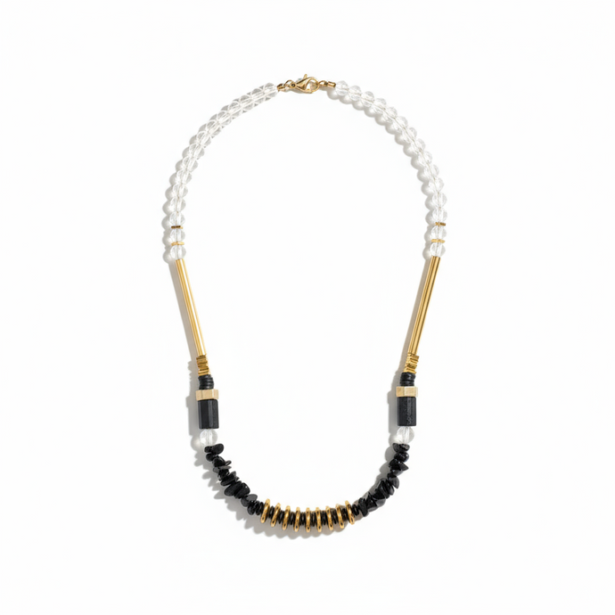 MRL06 - Hematite, Natural Shungit and Natural Obsidian Necklace