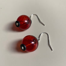 Vintage swirl glass earrings - Red & Black