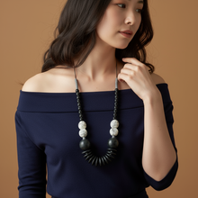 MRL04 - Lightweight adjustable necklace, acrylic, wood and clay