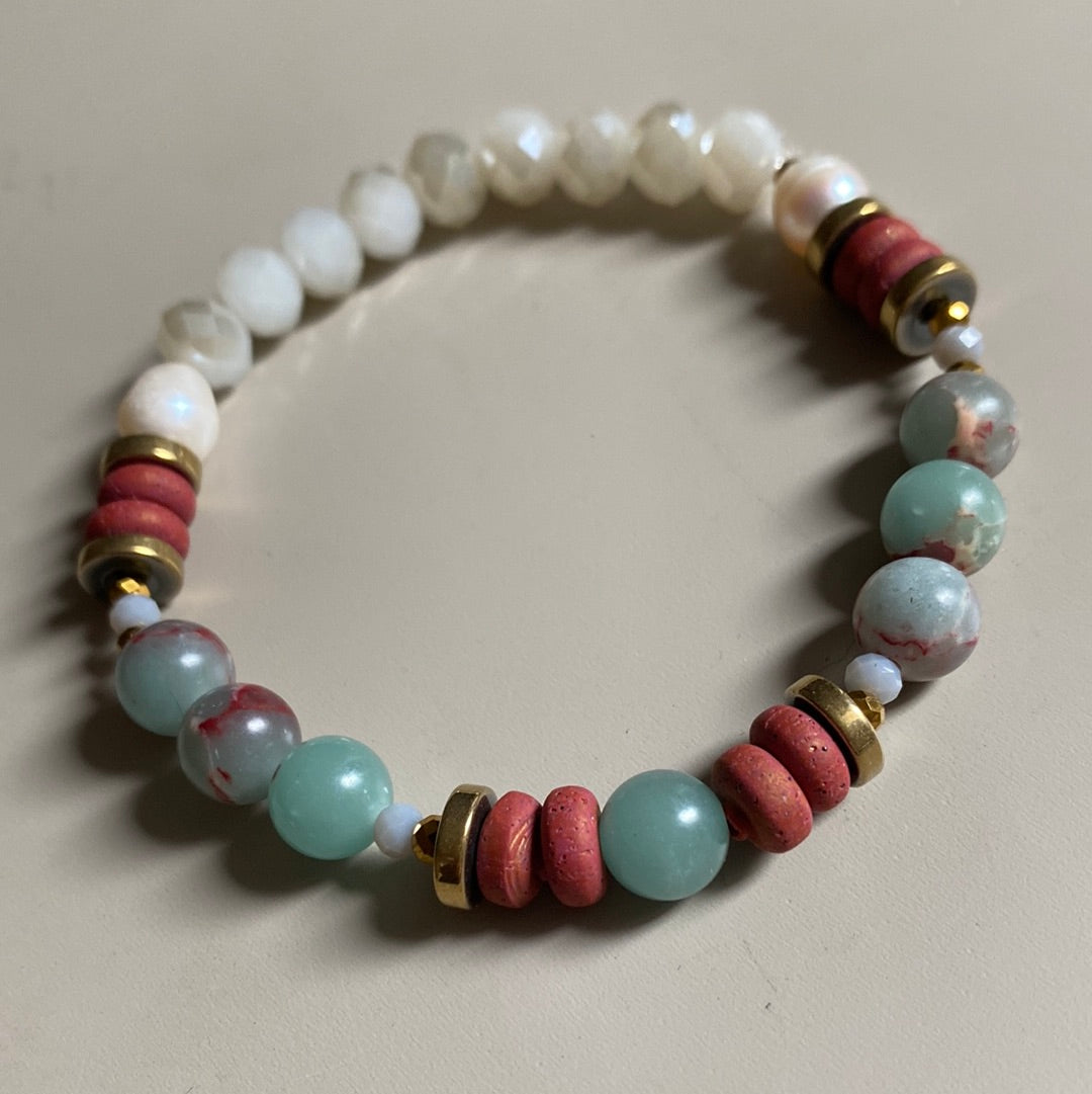 MRLB08 - Crystal, Gold Plated Hematite, Clay, Synthetic Shoushan Stone, Freshwater Pearls
