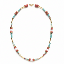 MRL08 - 18" , 24k Gold plated brass details, Synthetic Shoushan Stone, Fresh water Pearls, Clay and Gold Plated Hematite