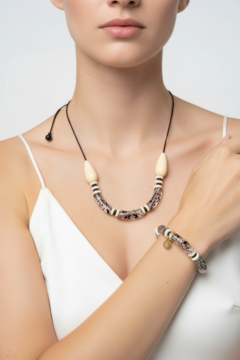 Necklace and Bracelet on Model