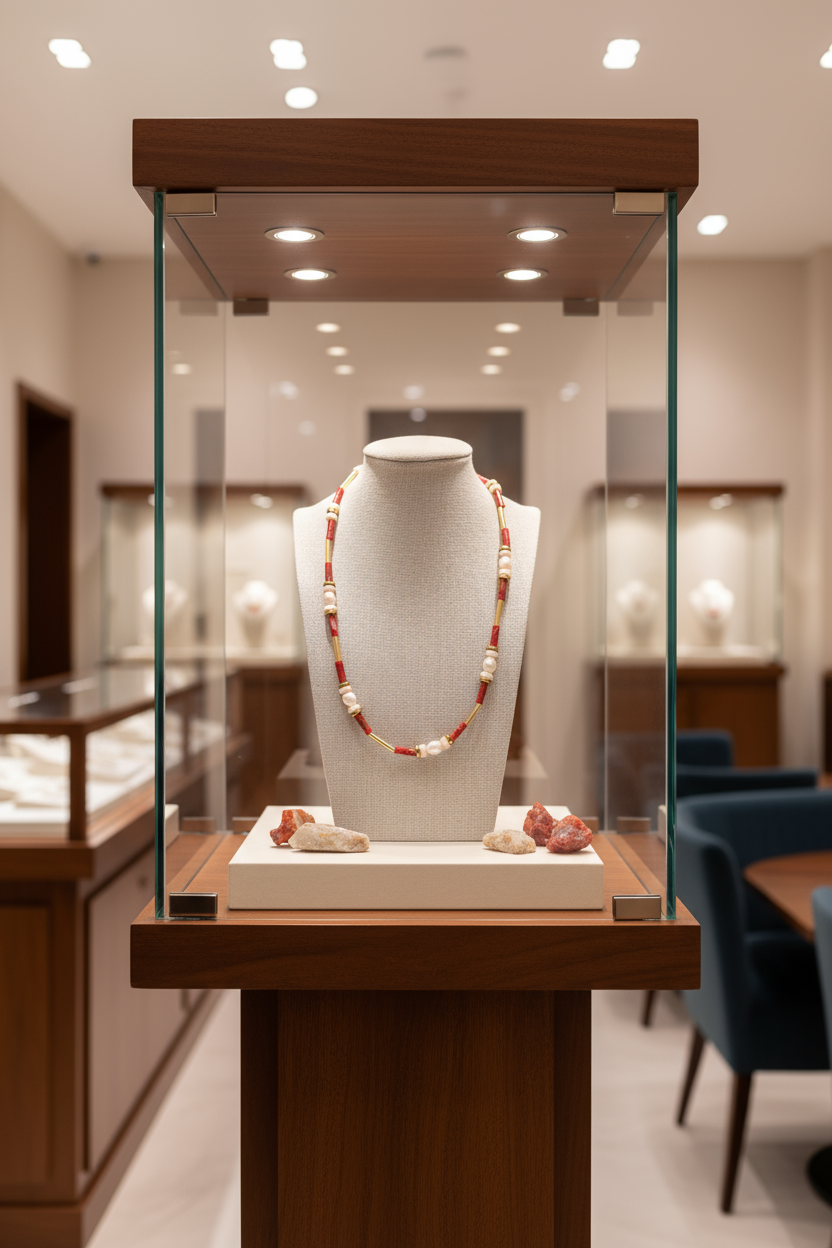 Necklace in jewellery shop