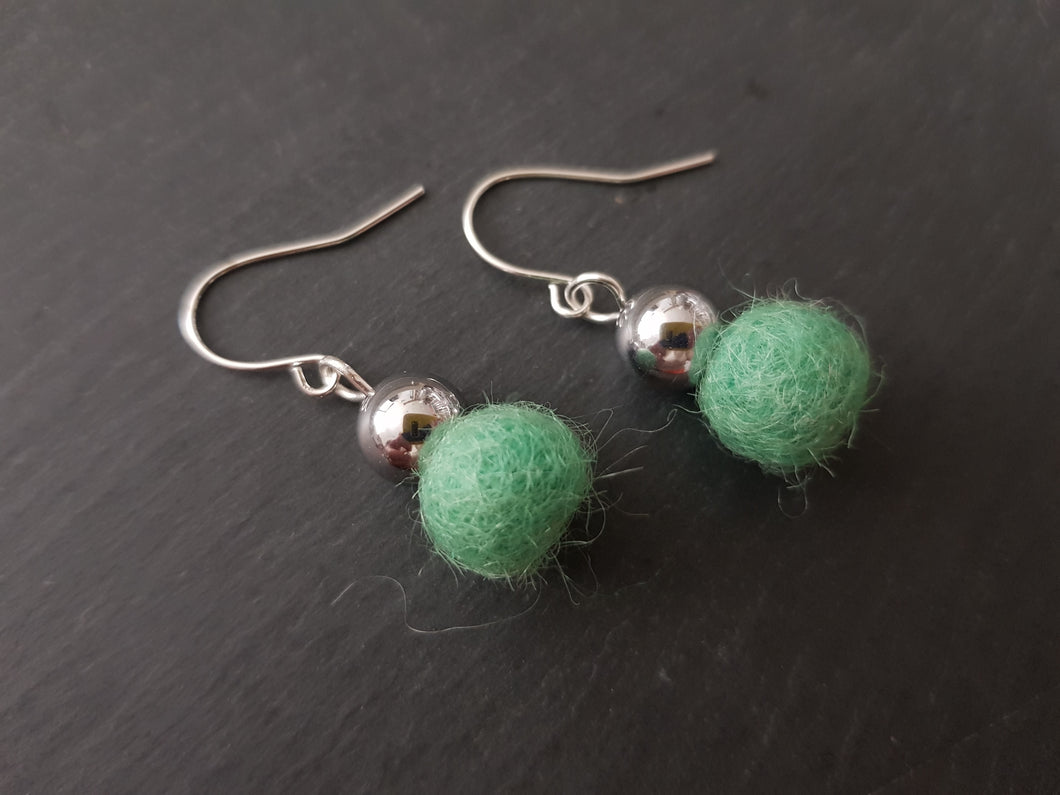 Hematite Wool drop Earrings Come in a glass bottle - 50+ colours Available