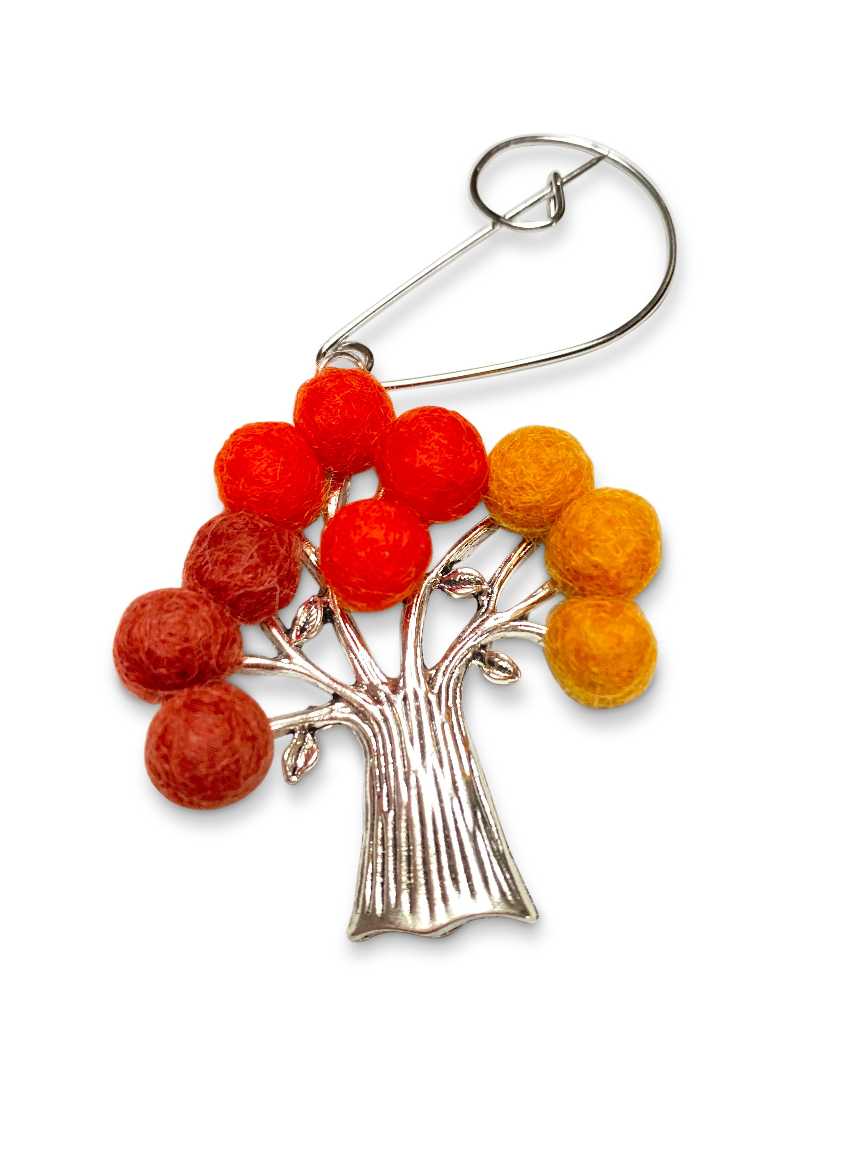 Tree Of Life Brooch Orange