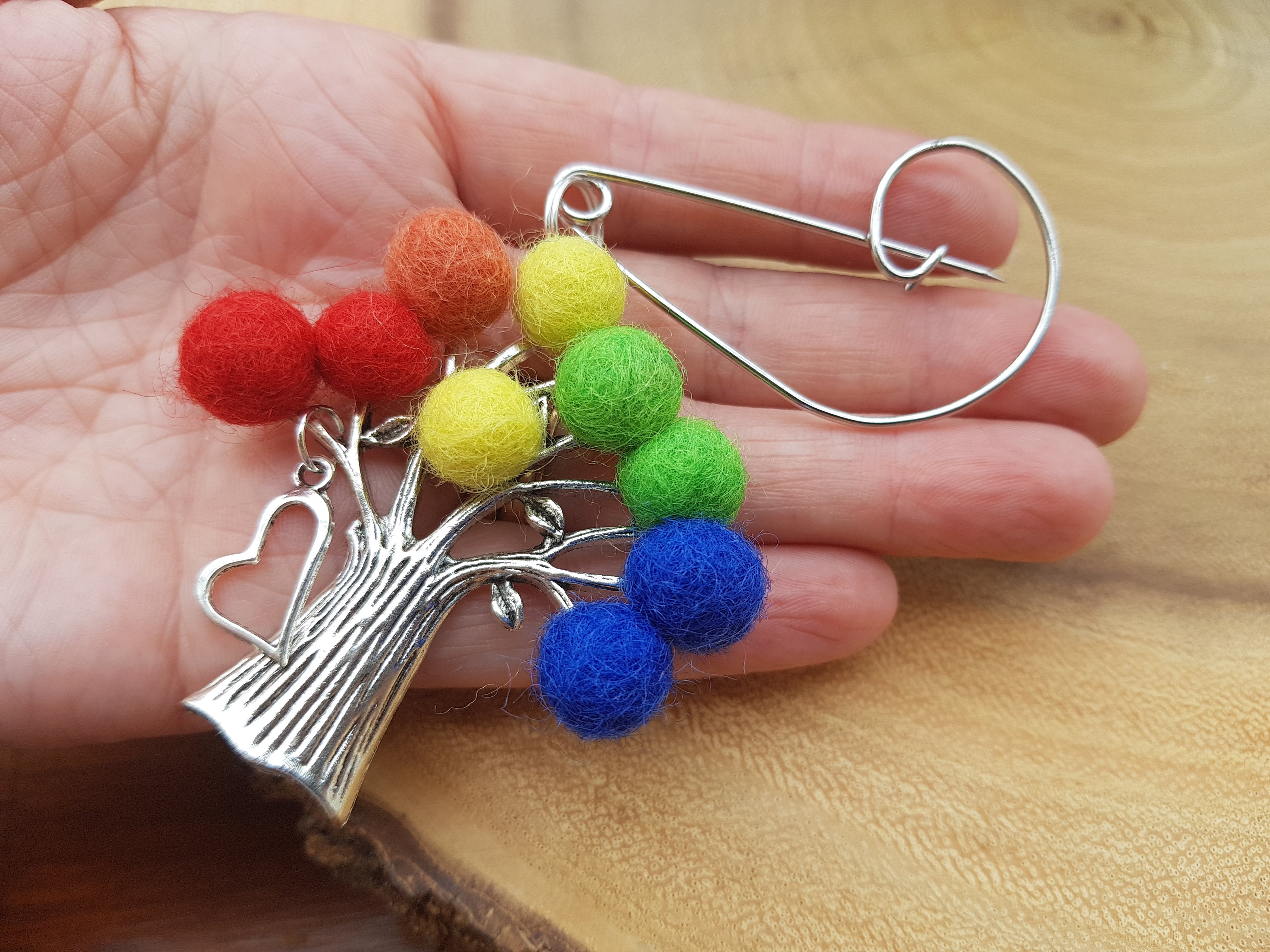 Tree Of Life Brooch Rainbow Love