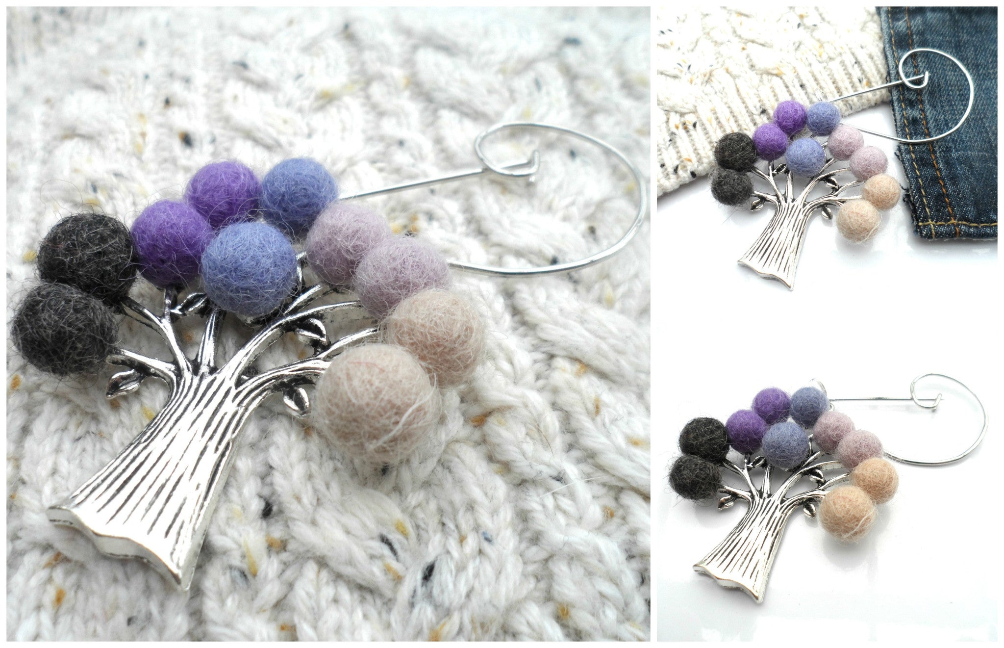 Tree Of Life Brooch Purple