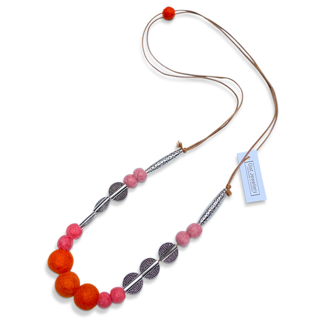 Mariko Adjustable Necklace Orange Coral